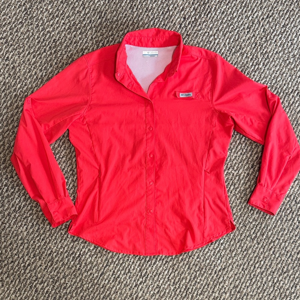 Columbia PFG performance fishing gear Women's  Vibrant Coral wind breaker Jacket